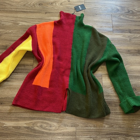 Color Block Turtleneck Urban Long Sleeve Sweater - Picture 8 of 13